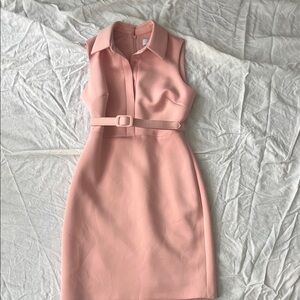 Badgley Mischka Blush Belted Midi Dress